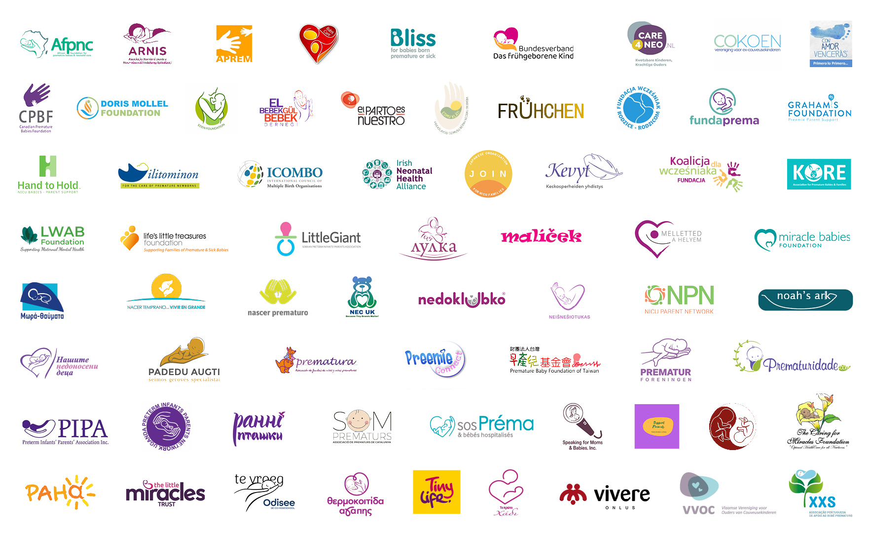 logos parent organisations supporting Zero Separation Kangaroo Mother Care campaign 2023
